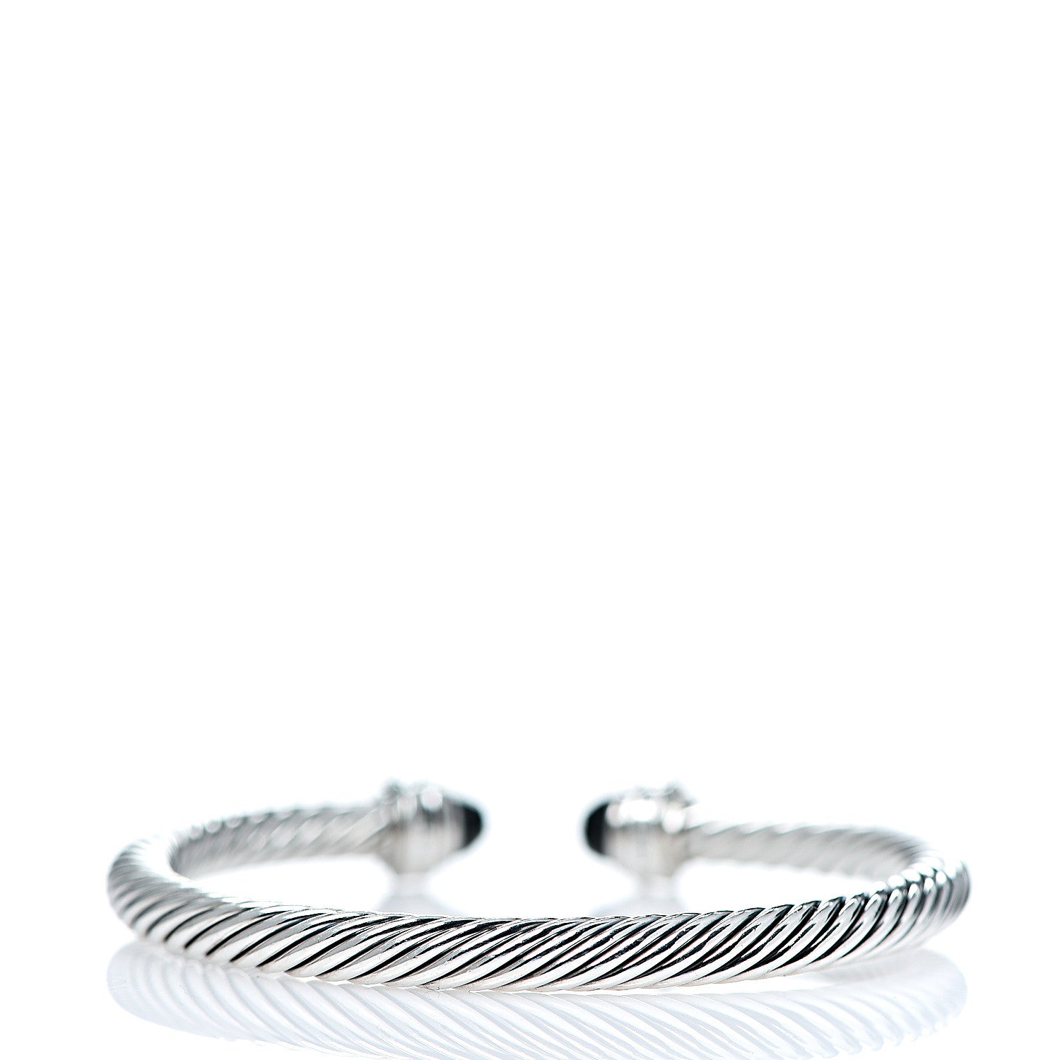David Yurman Sterling Silver Diamond Black Onyx 5mm Cable Classics Bracelet 2 of 4