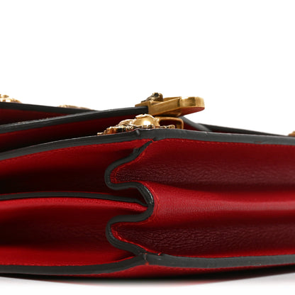 Gucci Calfskin Snakeskin Studded Small Ottilia Top Handle Bag Hibiscus Red 9 of 10