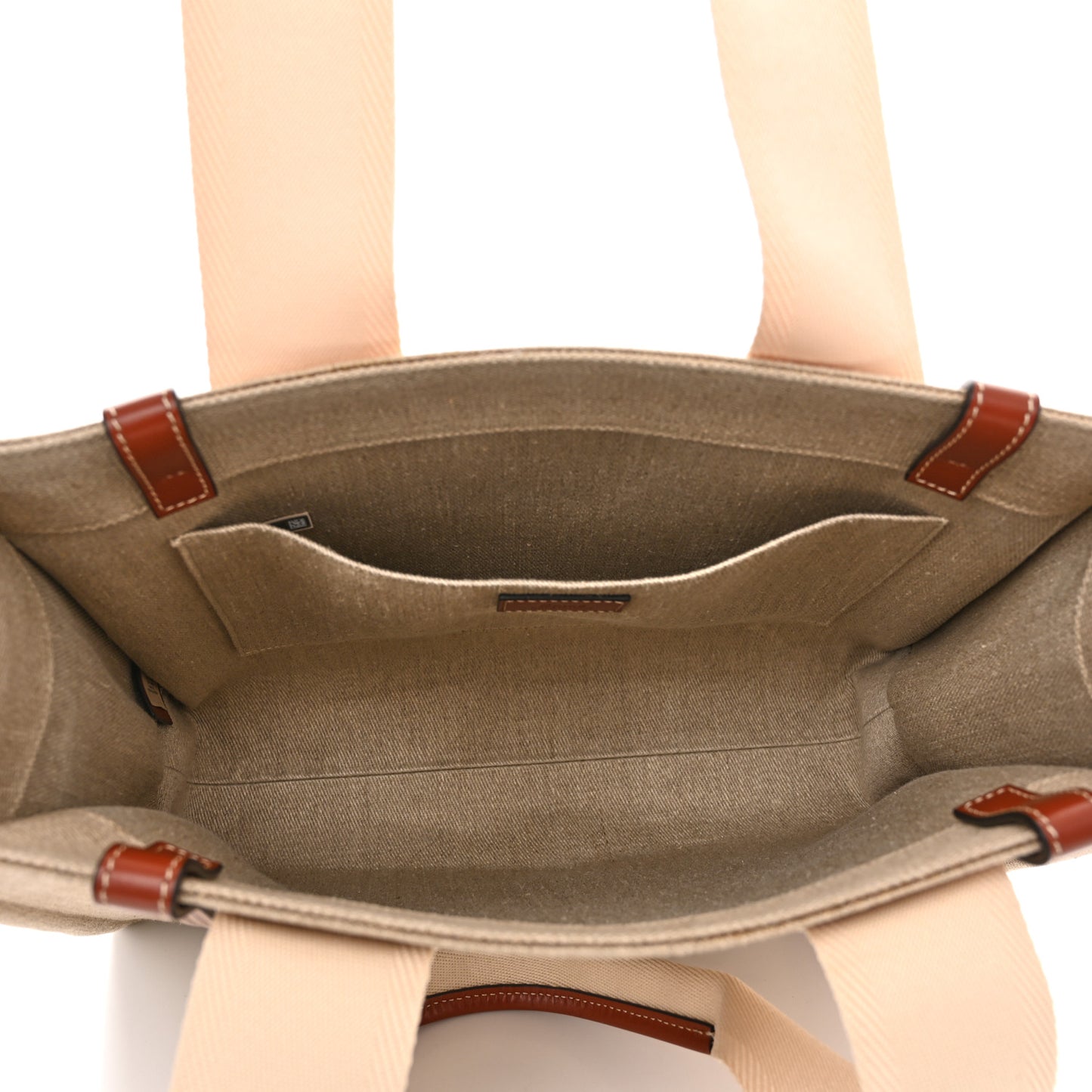 Cotton Calfskin Medium Woody Ribbon Tote White Brown