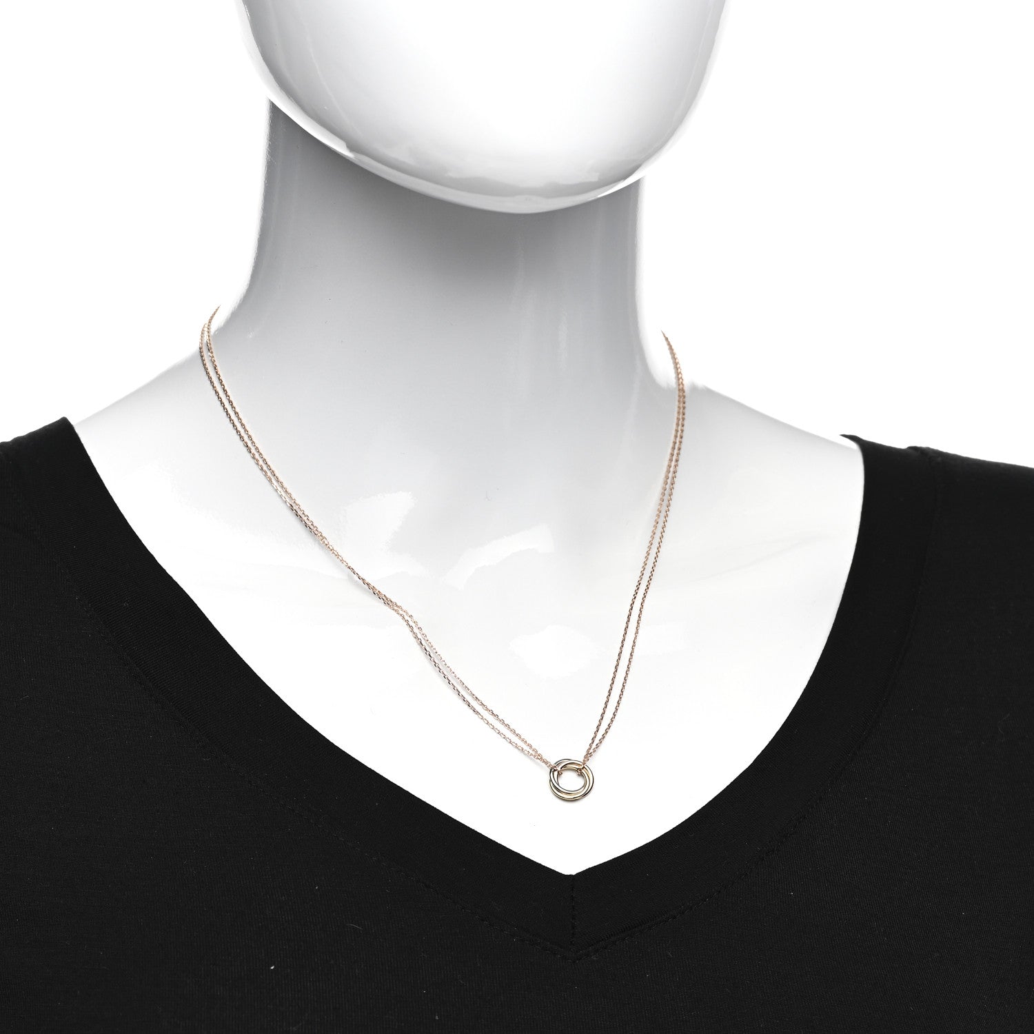 Cartier 18K Pink Yellow White Gold Trinity Double Chain Pendant Necklace 2 of 5