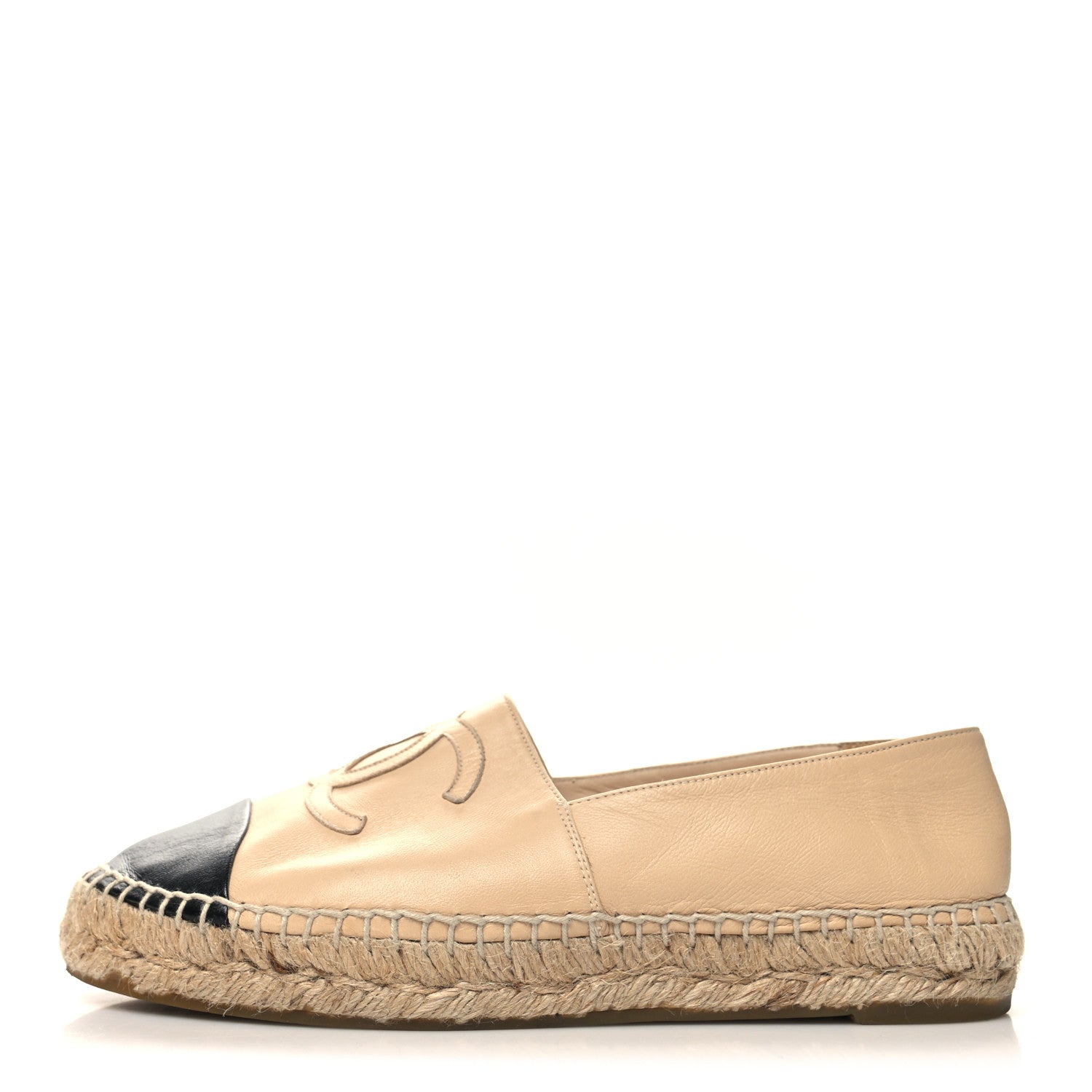 Chanel Lambskin CC Espadrilles 38 Beige Black 1 of 11