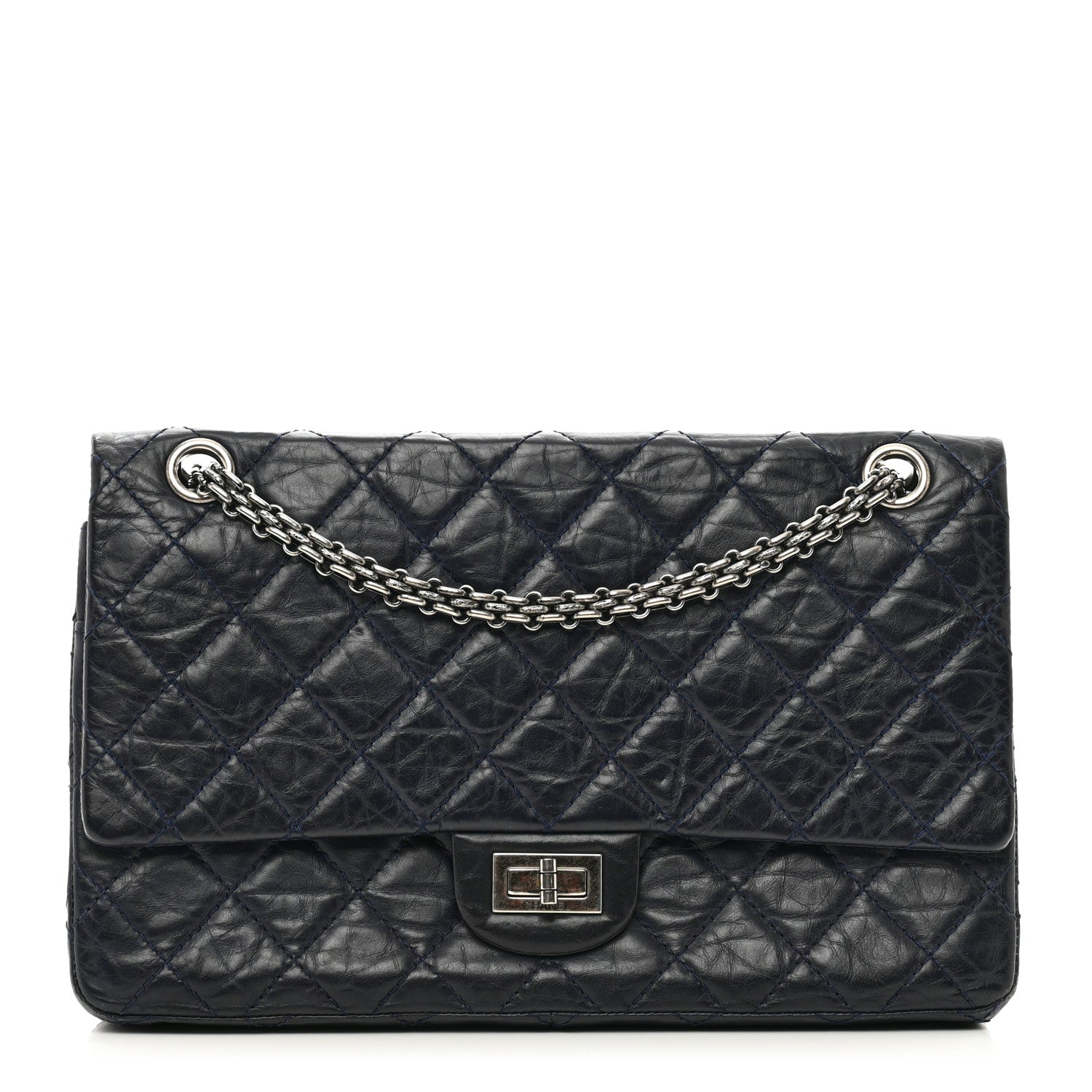 Chanel Aged Calfskin Quilted 2.55 Reissue 226 Flap Navy Blue 1 of 12
