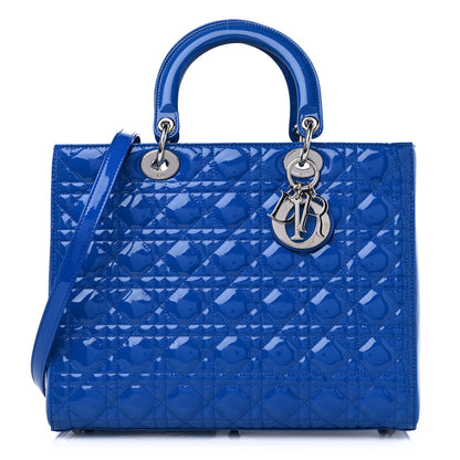 Christian Dior Patent Cannage Large Lady Dior Blue 1 of 9
