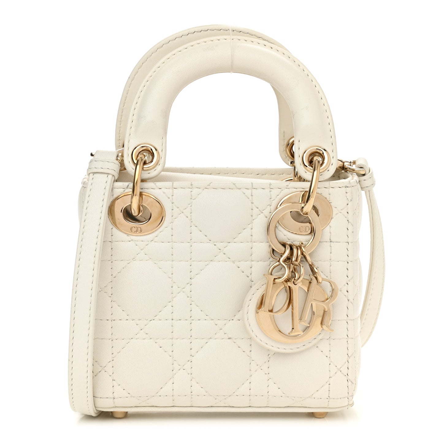 Lambskin Cannage Micro Lady Dior White