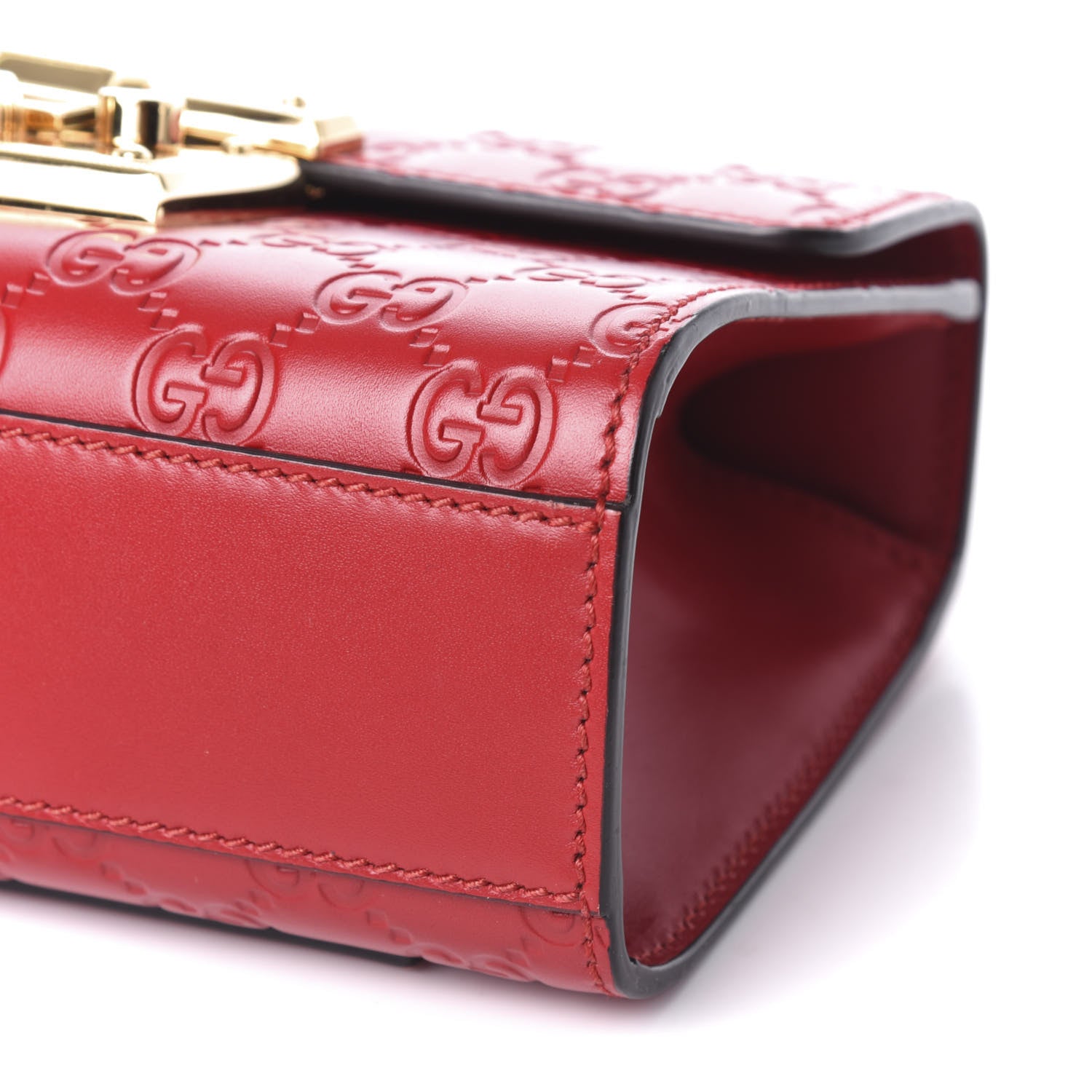 Gucci Guccissima Small Padlock Shoulder Bag Hibiscus Red 14 of 14