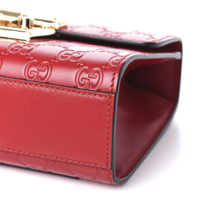 Gucci Guccissima Small Padlock Shoulder Bag Hibiscus Red 14 of 14