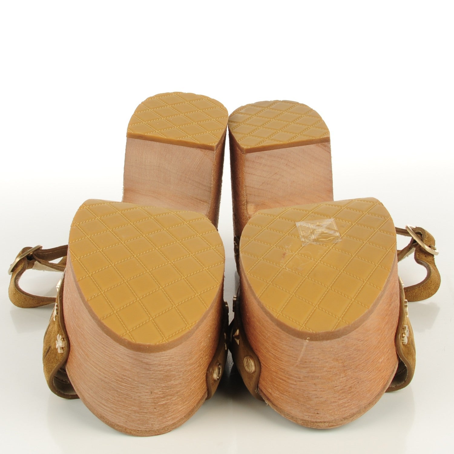 Chanel Suede Wooden Studded Platform Sandals 41 Brown 6 of 8