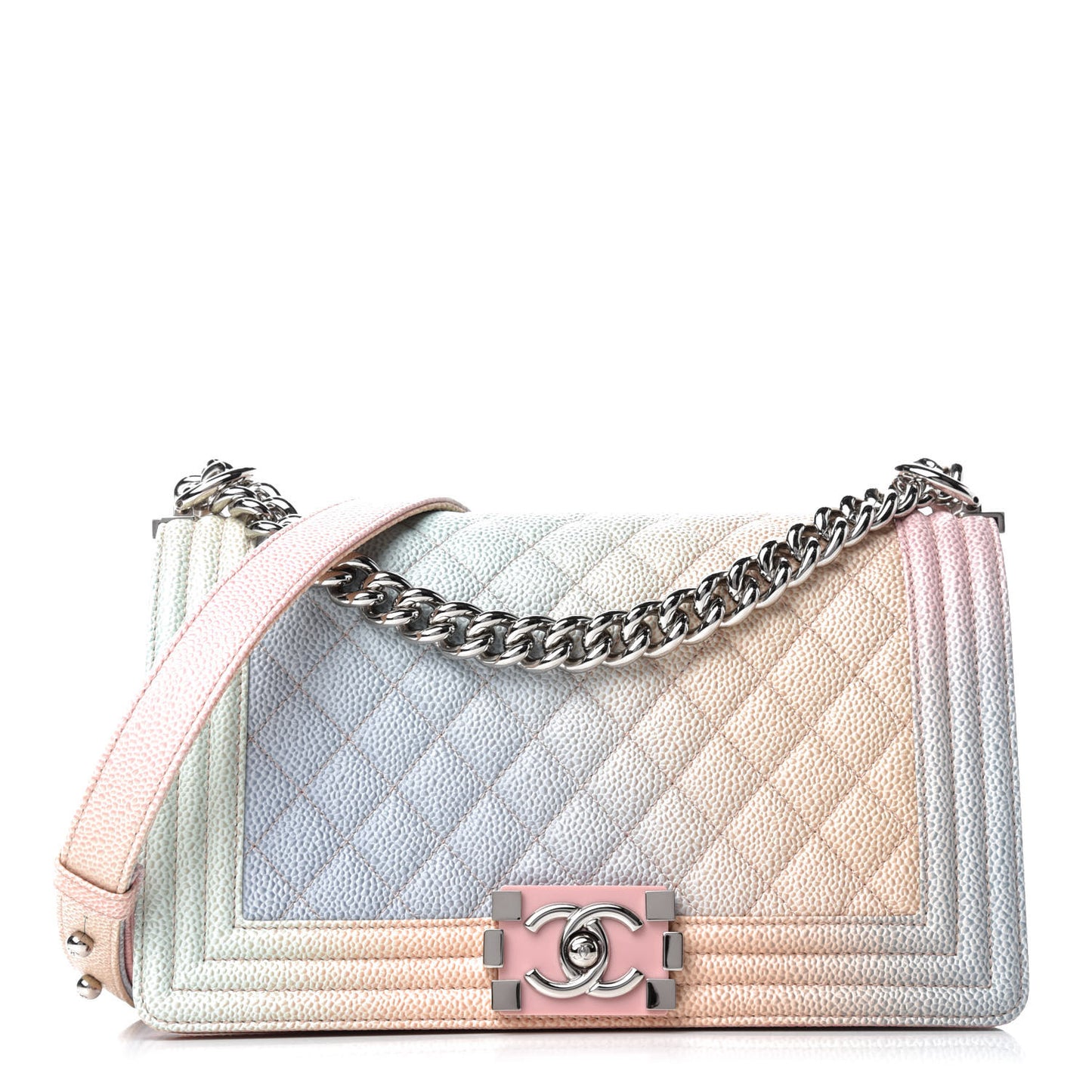 Caviar Quilted Medium Rainbow Boy Flap Multicolor