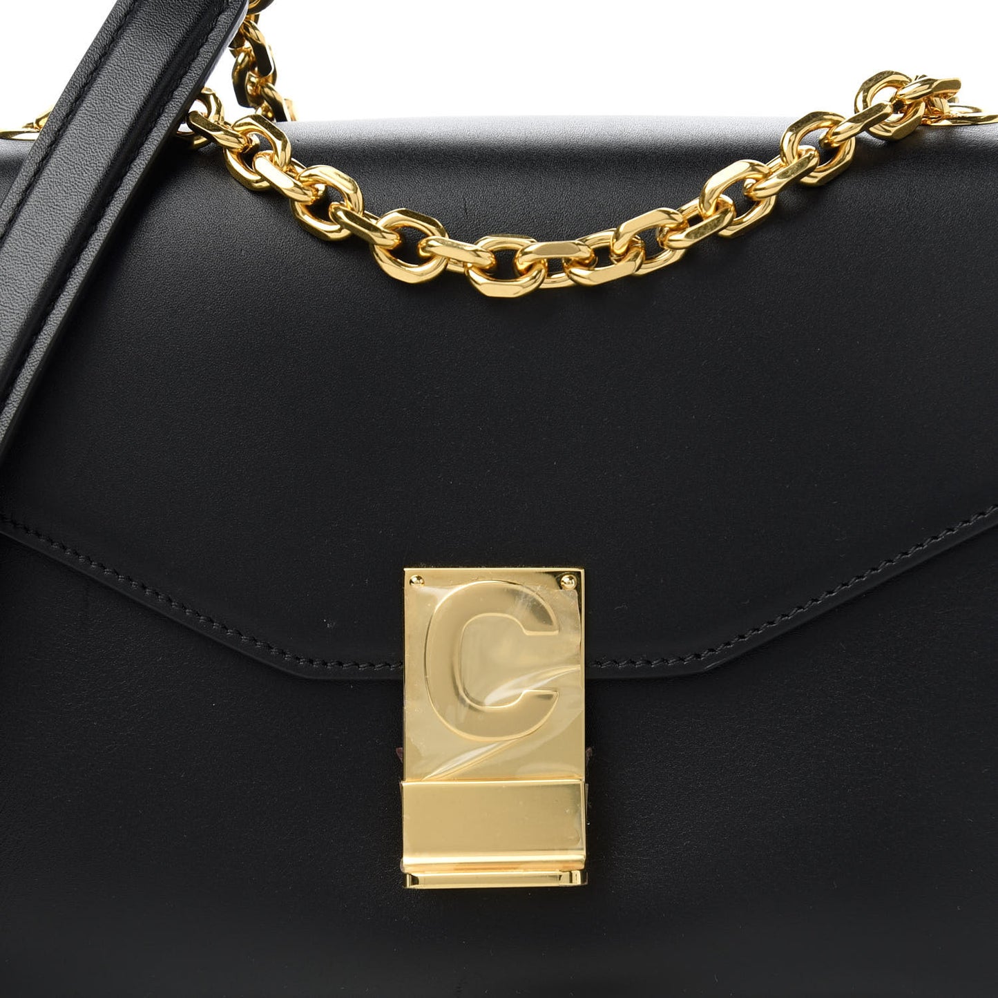 Shiny Calfskin Medium C Bag Black
