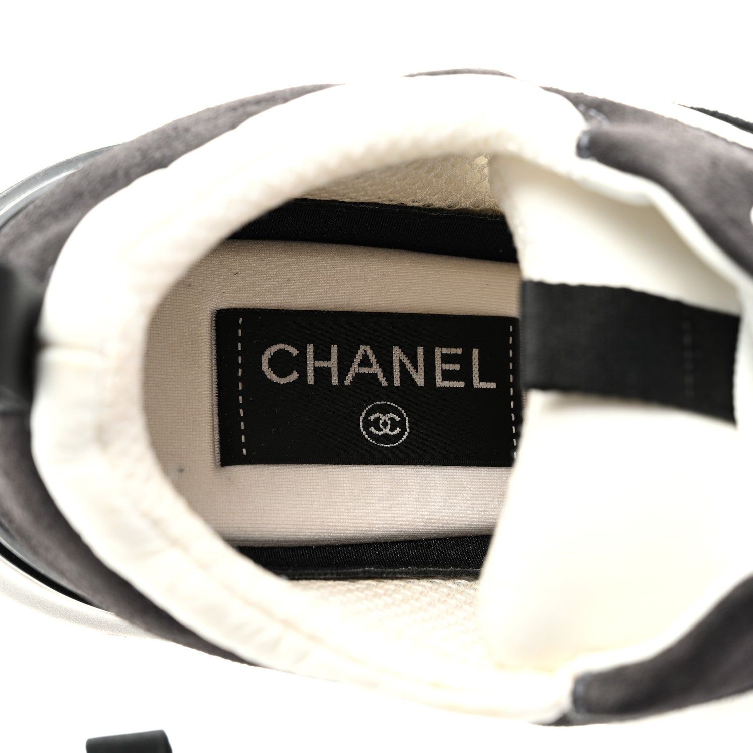 Chanel Nylon Suede Calfskin CC Sneakers 39 White Dark Grey 7 of 9