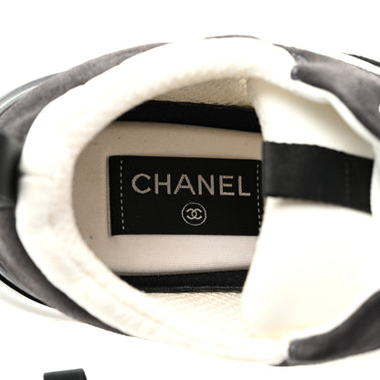Chanel Nylon Suede Calfskin CC Sneakers 39 White Dark Grey 7 of 9