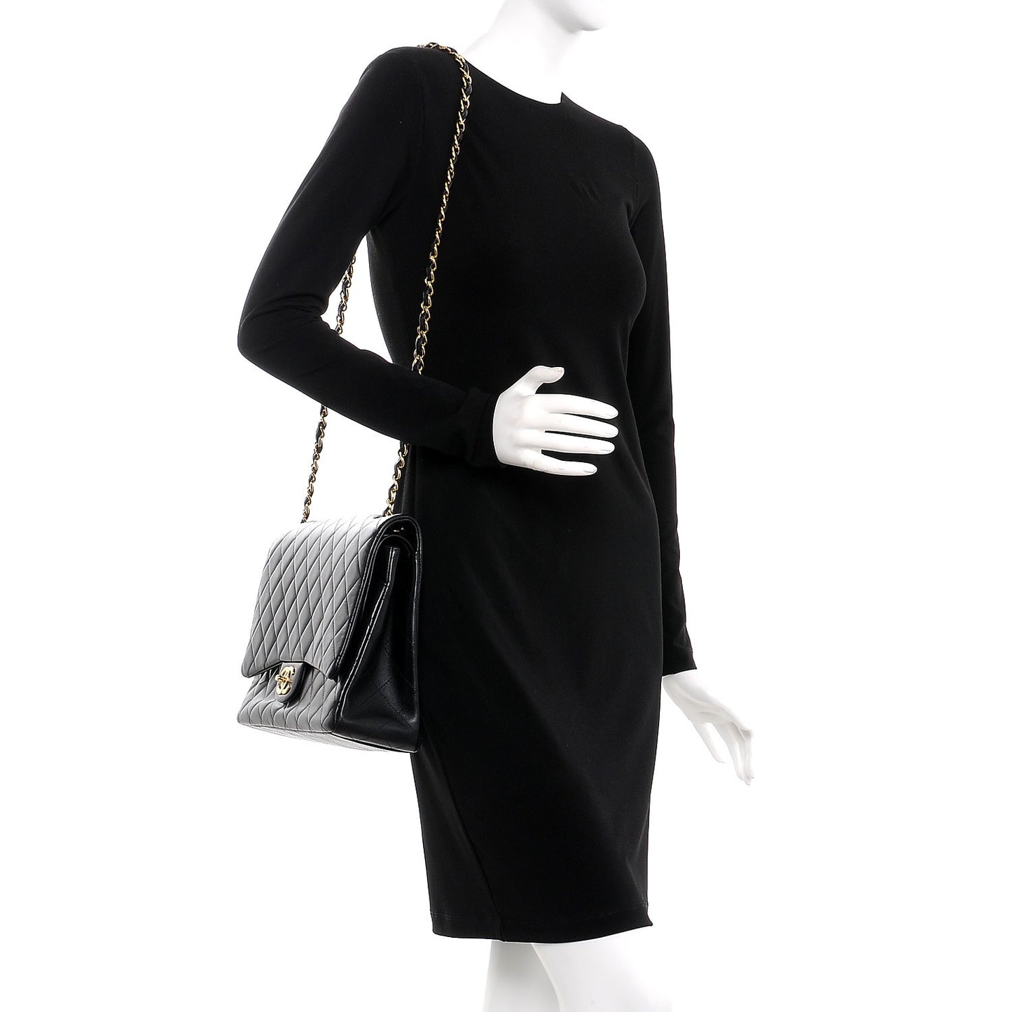 Lambskin Quilted Maxi Double Flap Black
