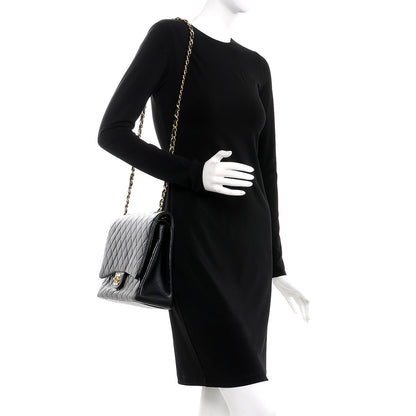 Chanel Lambskin Quilted Maxi Double Flap Black 2 of 14