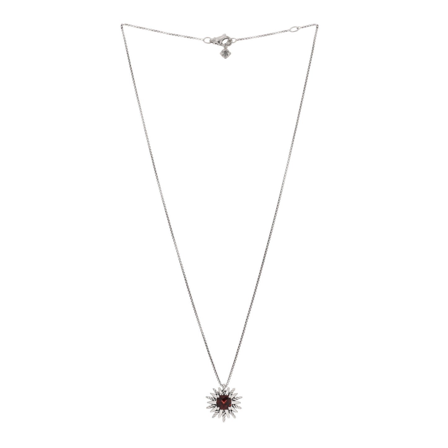 Sterling Silver Garnet Starburst Pendant Necklace