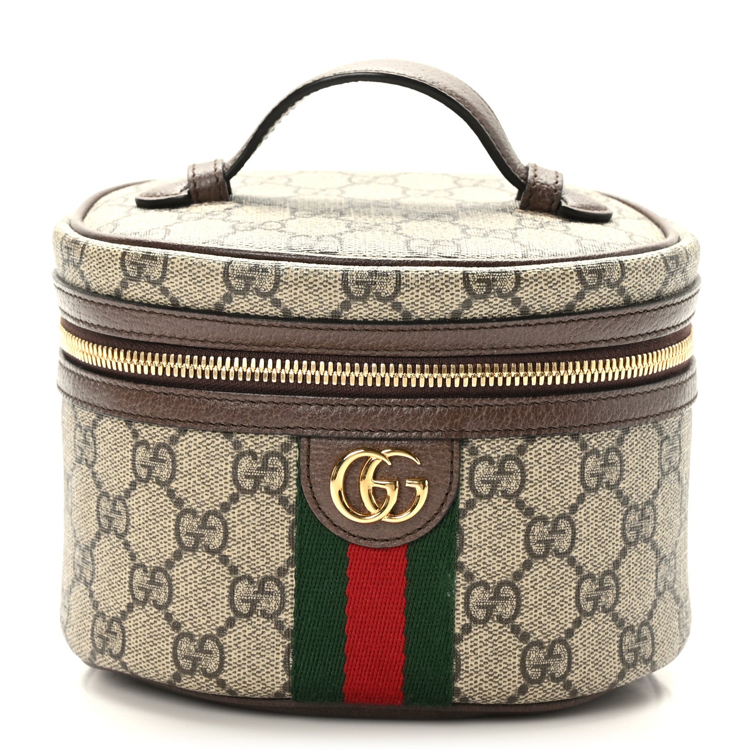 Gucci GG Supreme Monogram Textured Calfskin Web Ophidia Vanity Cosmetic Case Beige Ebony New Acero 1 of 9