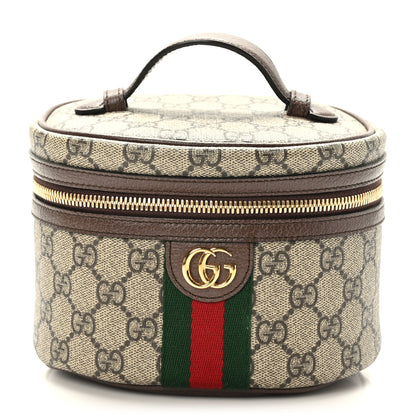 Gucci GG Supreme Monogram Textured Calfskin Web Ophidia Vanity Cosmetic Case Beige Ebony New Acero 1 of 9