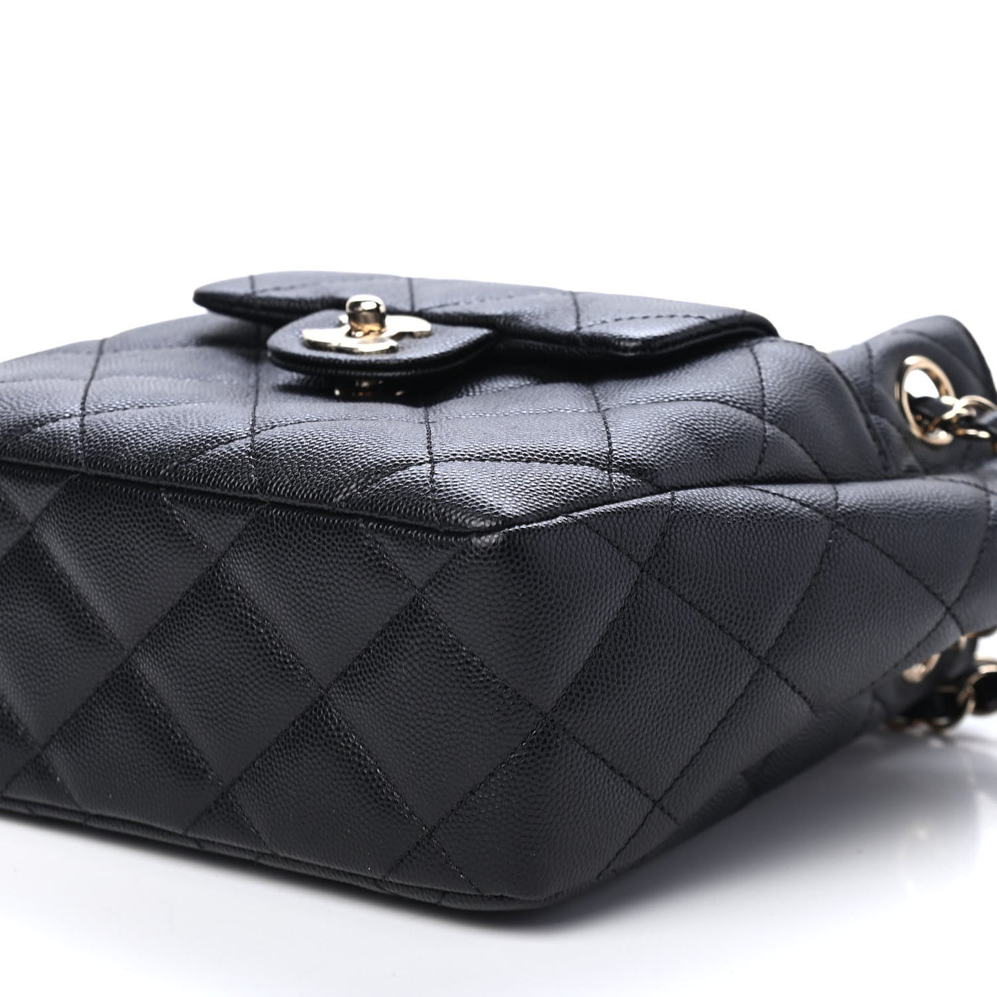 Caviar Quilted Flap Bucket Bag Black
