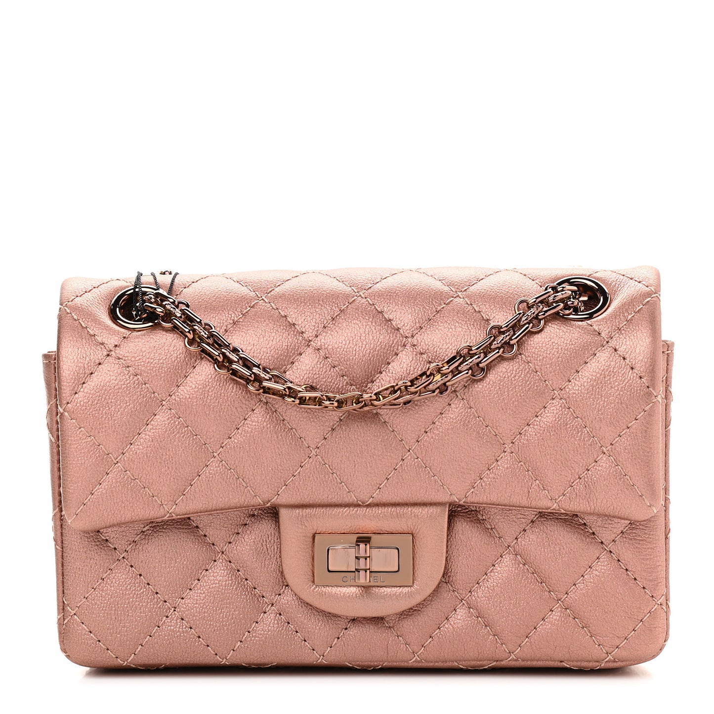 Metallic Grained Calfskin Quilted 2.55 Reissue Mini Flap Copper Pink