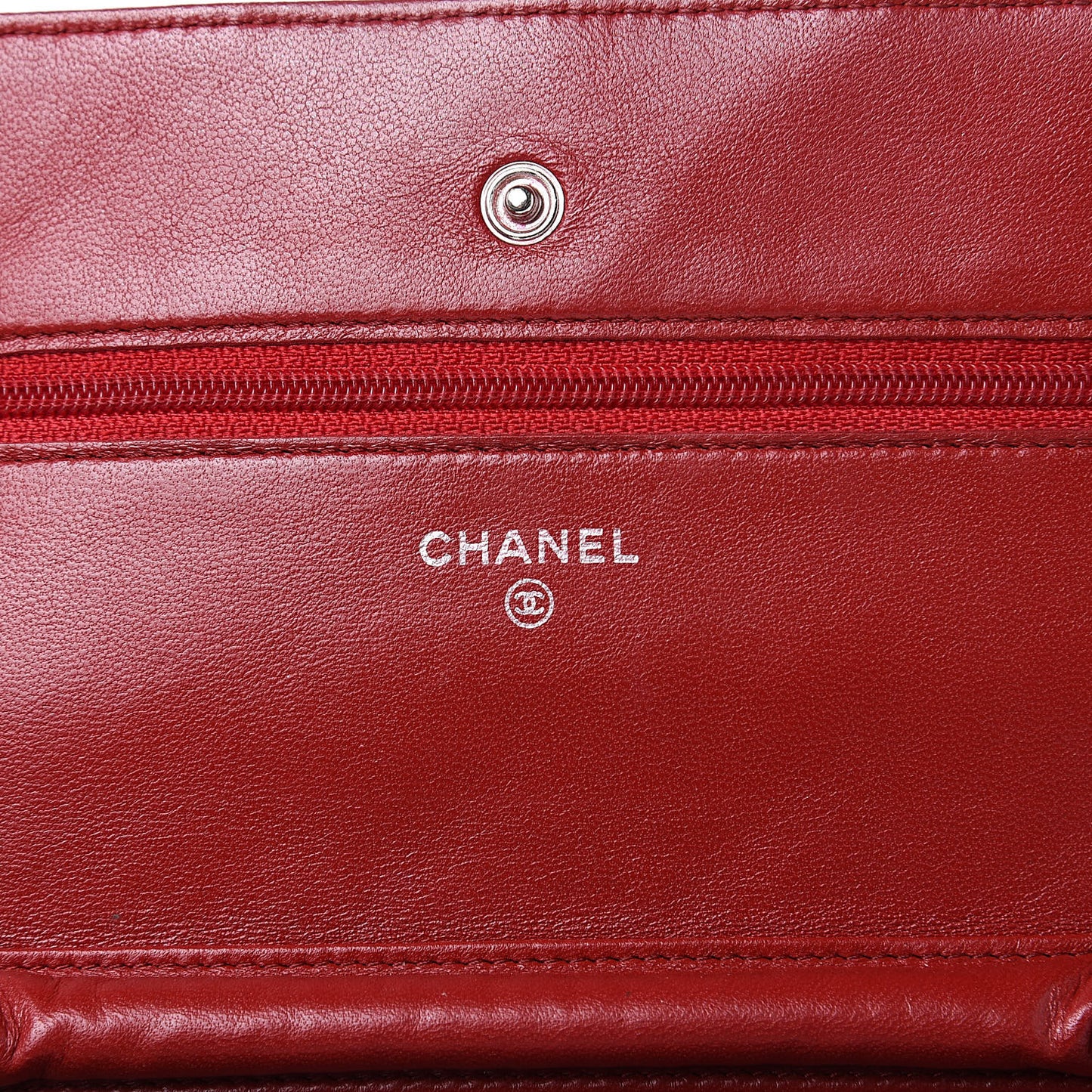 Lambskin Quilted Wallet On Chain WOC Red