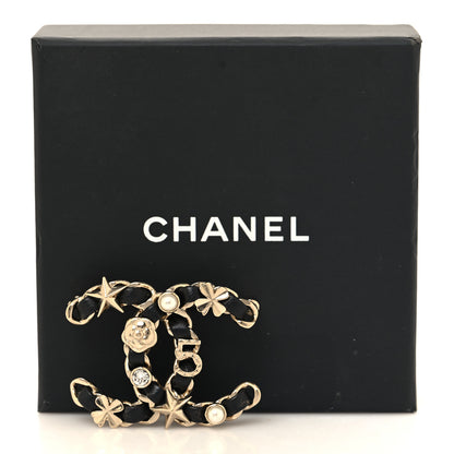 Chanel Lambskin Pearl Strass Sergeant Chanel Brooch Black Gold 4 of 4