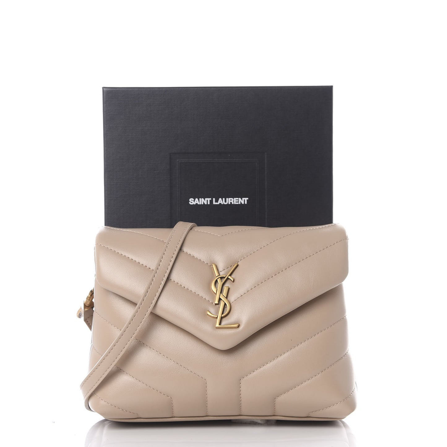 Calfskin Y Quilted Monogram Toy Loulou Crossbody Bag Dark Beige