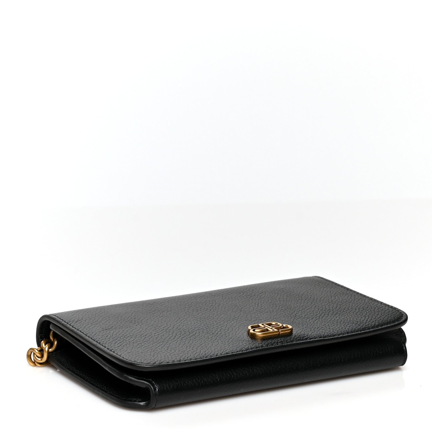 Balenciaga Vibrato Calfskin BB Phone Holder Wallet On Chain Black 4 of 10