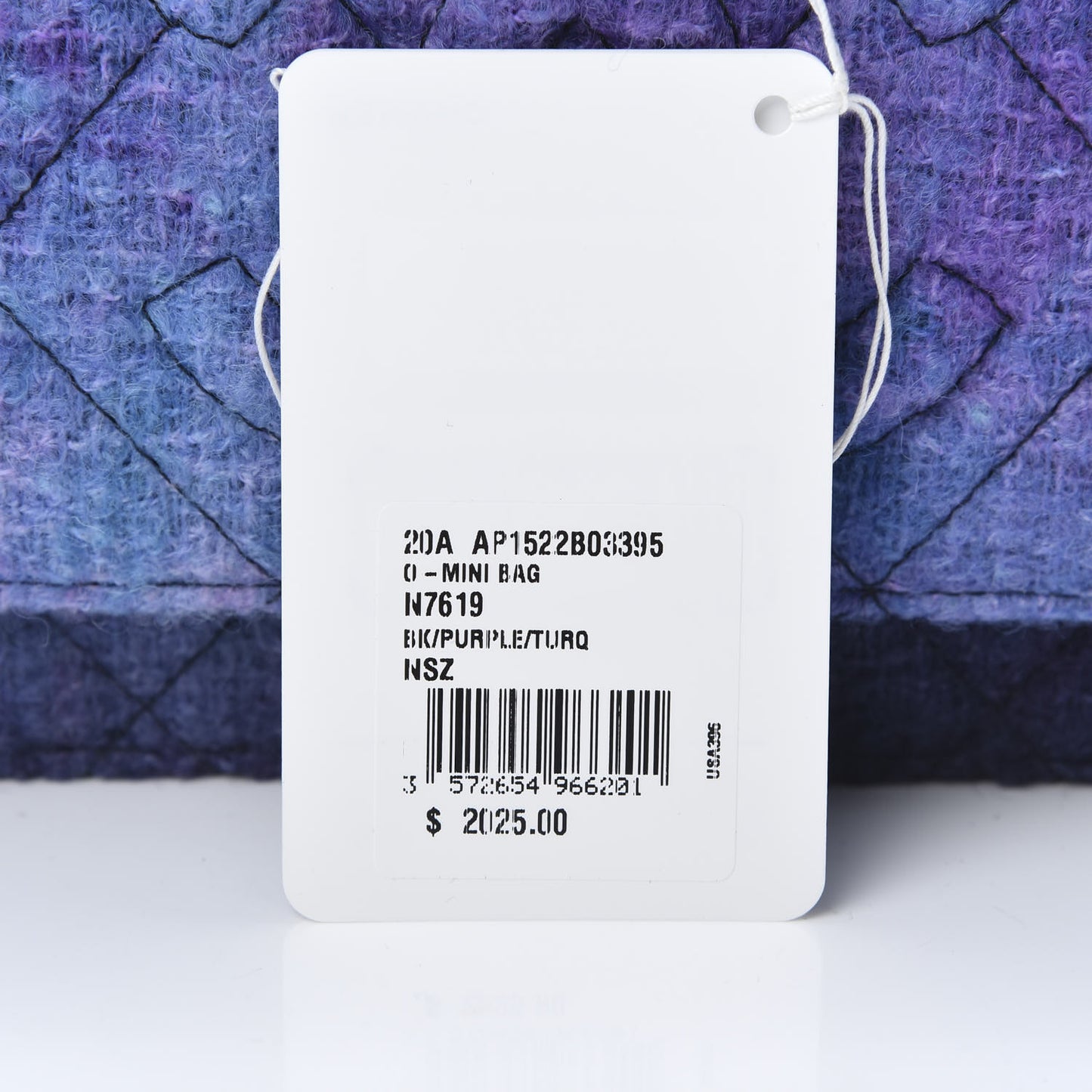 Tweed Quilted CC Wallet On Chain WOC Purple