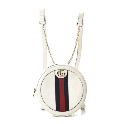 Gucci Textured Calfskin Web Mini Ophidia Round Backpack Mystic White 1 of 10