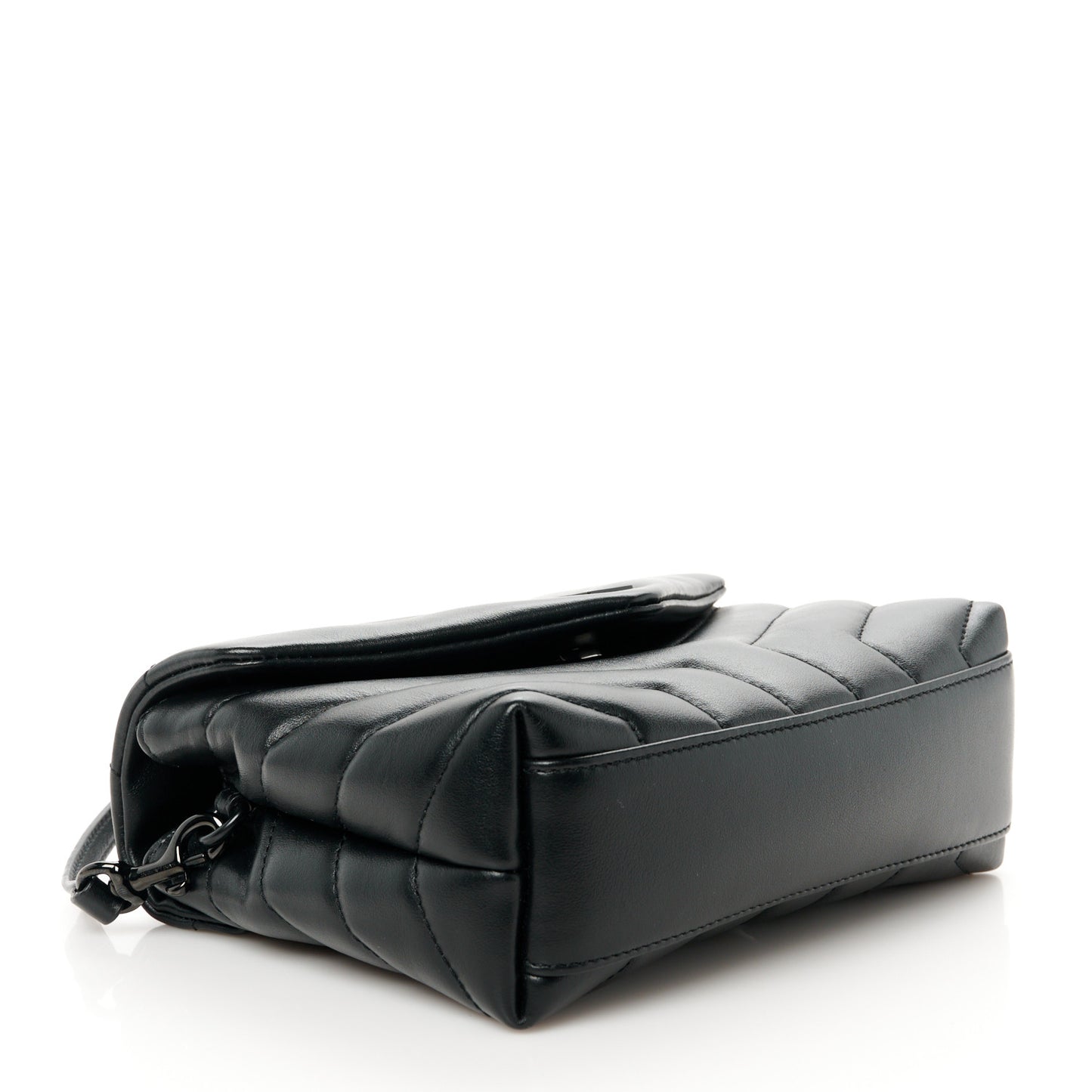 Calfskin Y Quilted Monogram Monochrome Toy Loulou Crossbody Bag Black