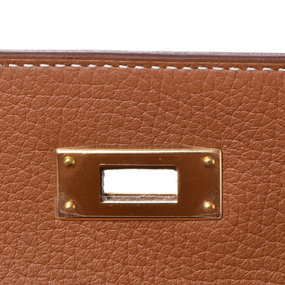 Hermes Taurillon Clemence Retourne Horseshoe Kelly 28 Gold 39 of 40