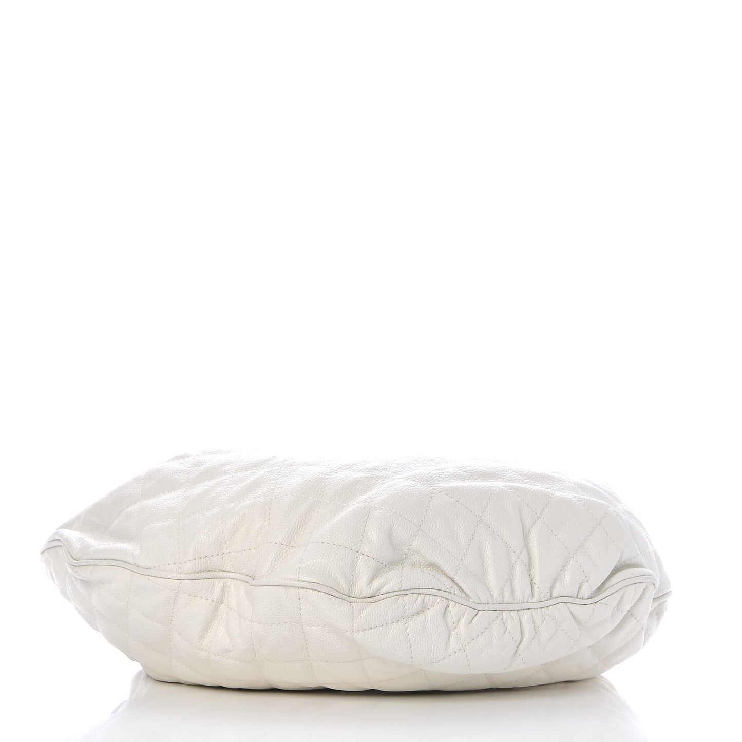 Crumpled Grained Calfskin Drawstring Tote White