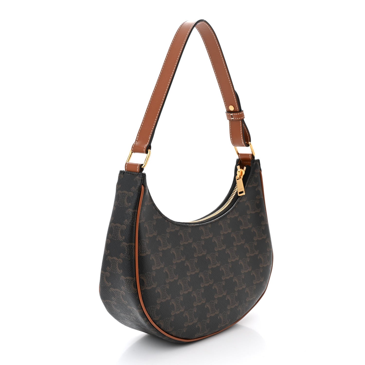 Celine Triomphe Canvas Calfskin Ava Shoulder Bag Tan 3 of 10