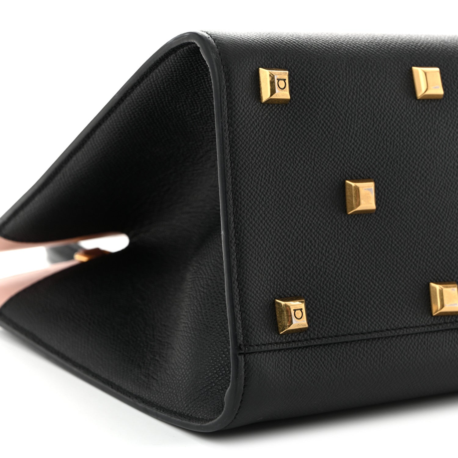 Salvatore Ferragamo Hammered Calfskin Medium The Studio Box Bag Black 8 of 9