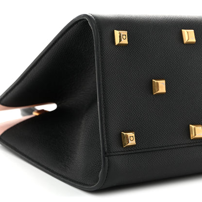 Salvatore Ferragamo Hammered Calfskin Medium The Studio Box Bag Black 8 of 9