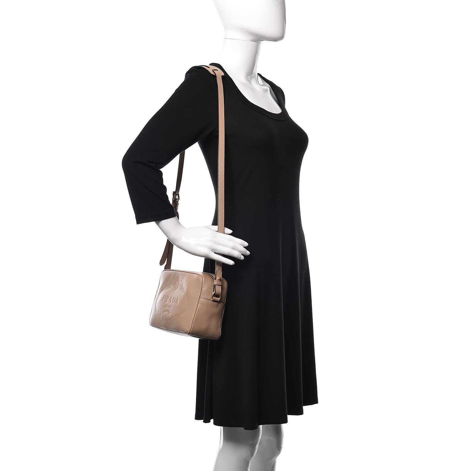 Prada Glace Calfskin Embossed Logo Crossbody Cammeo 2 of 9