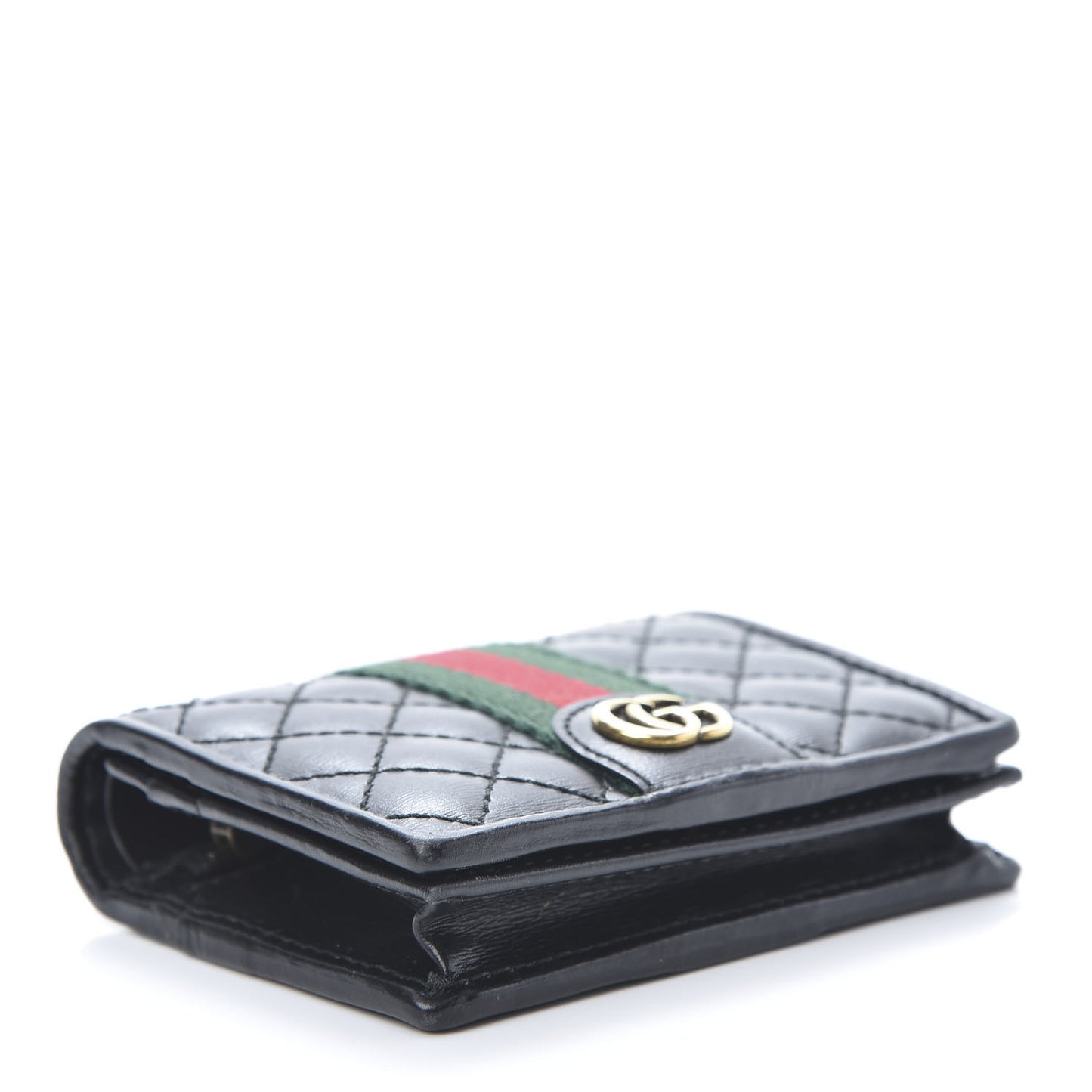 Calfskin Web Trapuntata GG Marmont Card Case Wallet Black