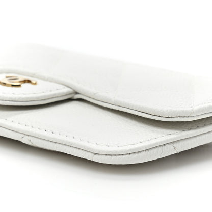 Chanel Caviar Quilted Flap Zip Card Holder White 9 of 11