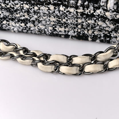 Chanel Tweed Quilted Medium Double Flap Black White Ecru 14 of 14