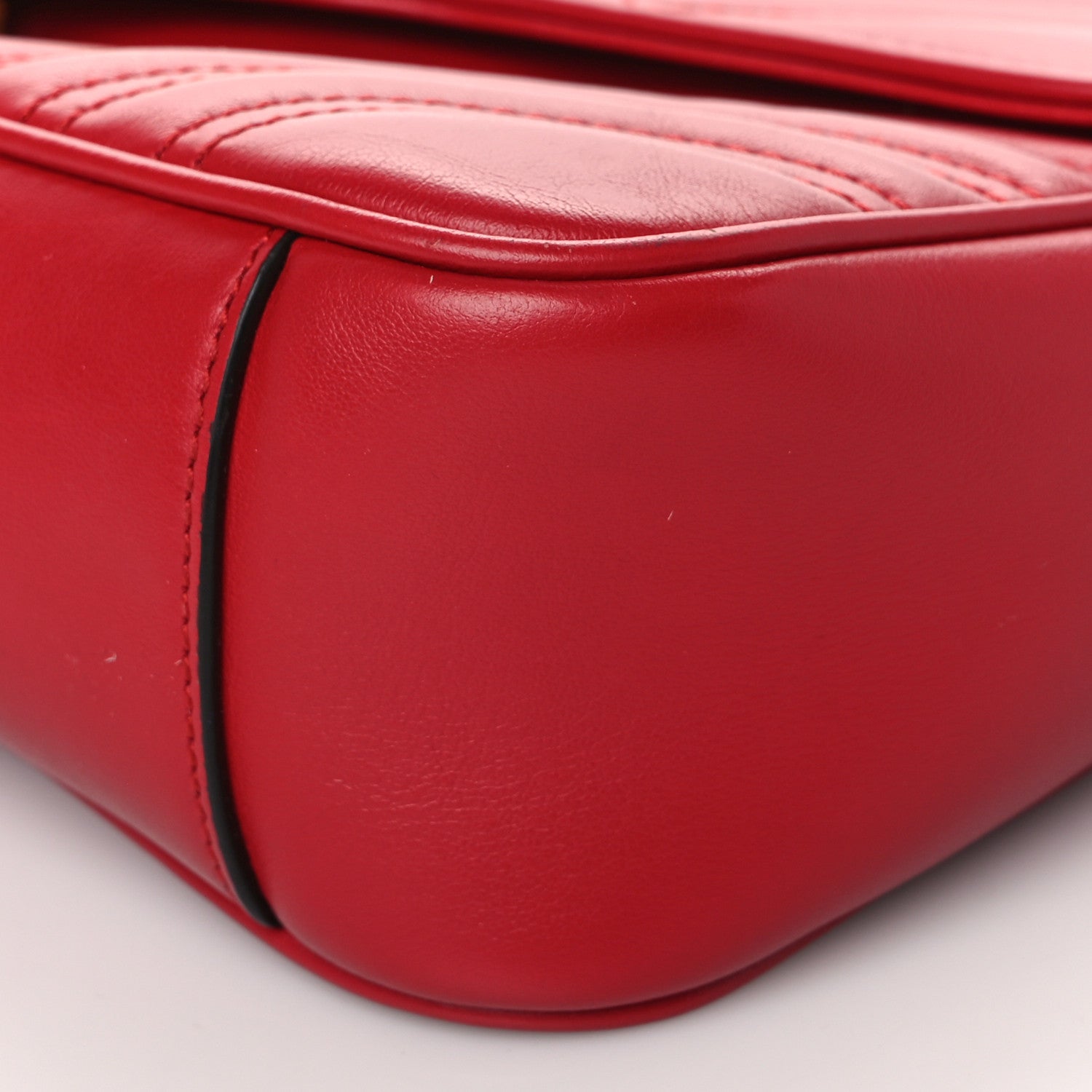Gucci Calfskin Matelasse Small GG Marmont Shoulder Bag Hibiscus Red 9 of 13