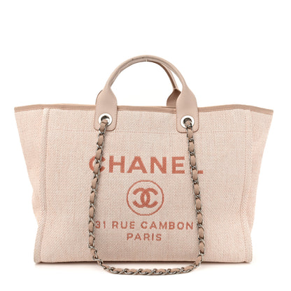Chanel Woven Straw Raffia Medium Deauville Tote Rose Pink 1 of 19