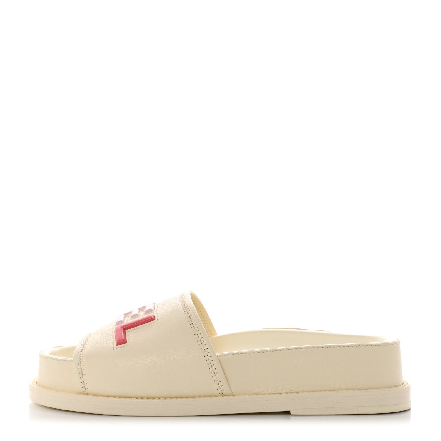 Chanel Lambskin Cha-Nel Mule Sandals 36.5 Ivory Multicolor 1 of 9