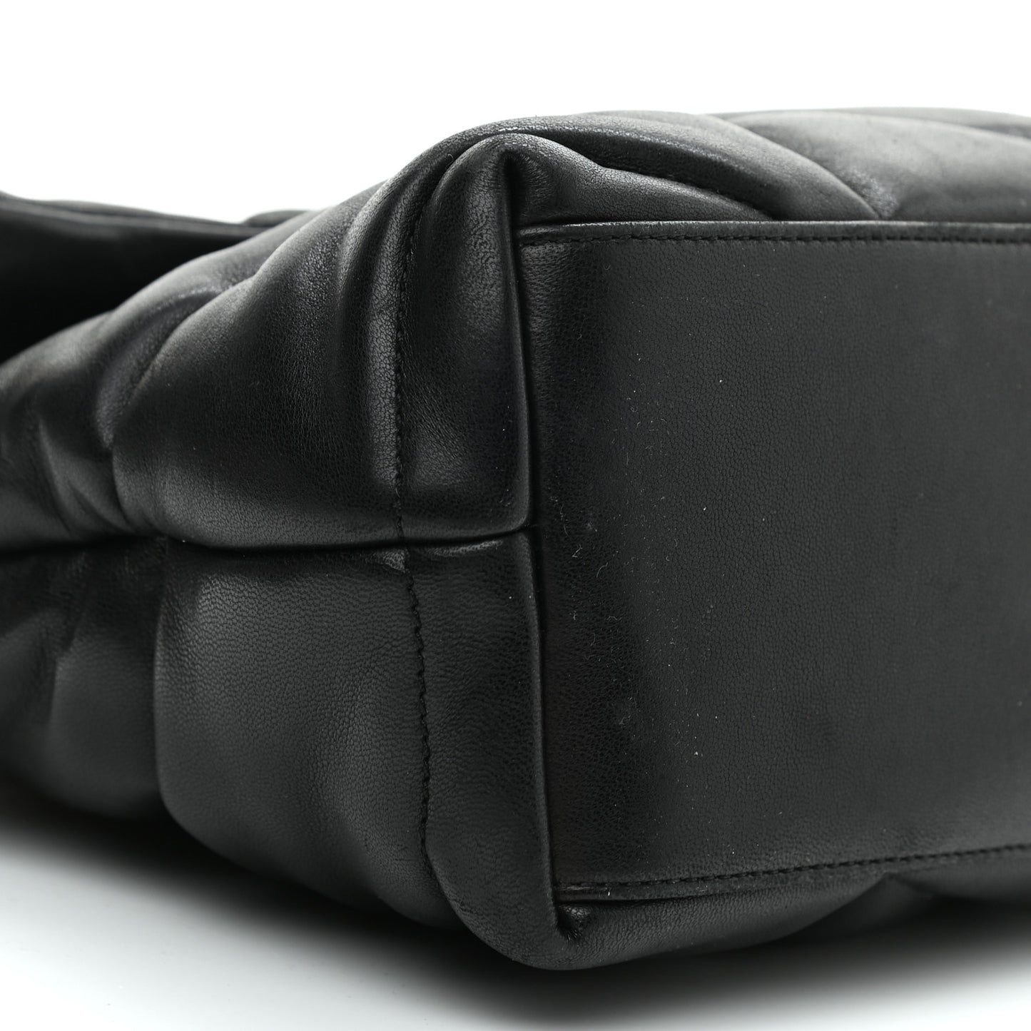 Lambskin Quilted Small Loulou Puffer Monogram Chain Satchel Black