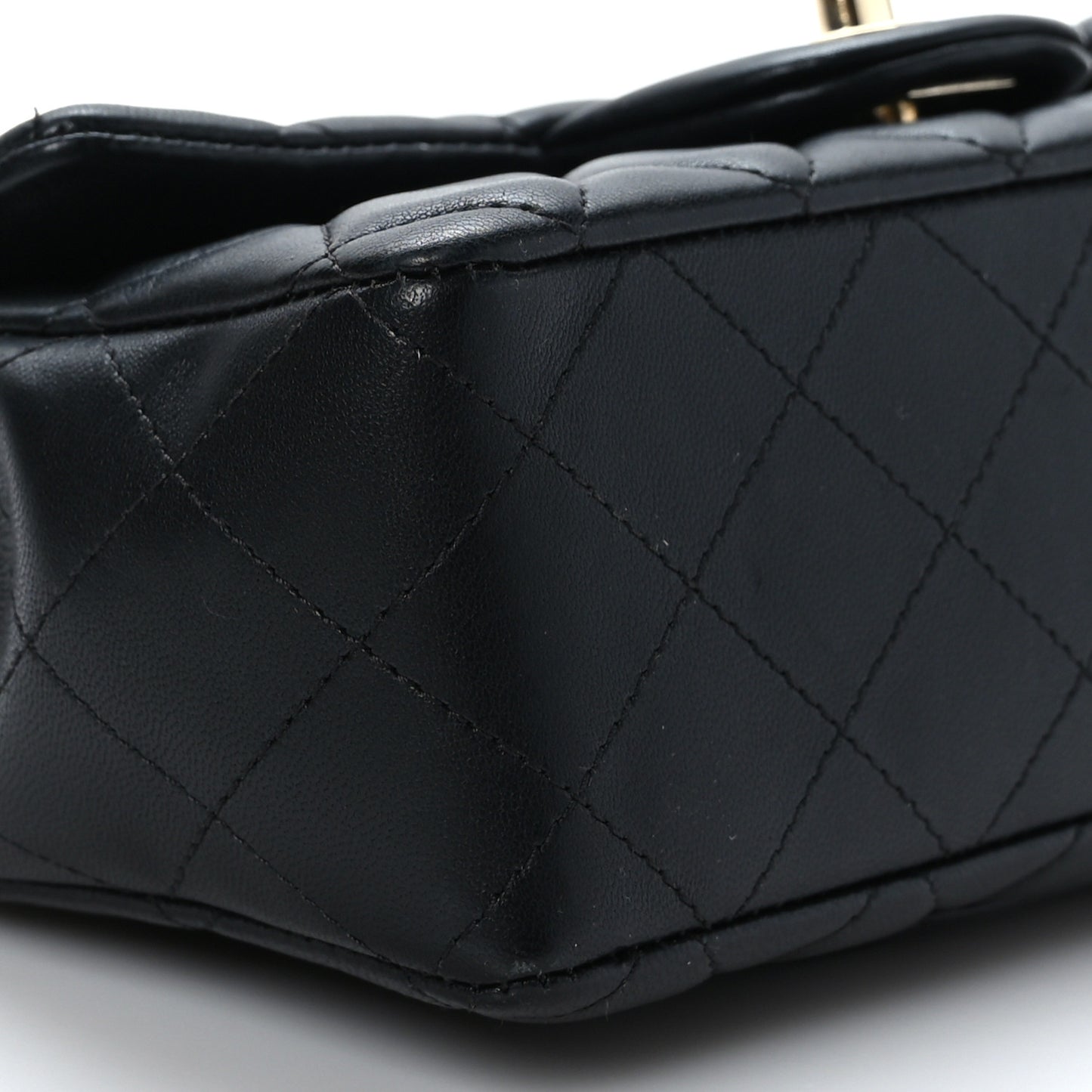 Lambskin Quilted Mini Rectangular Flap Black