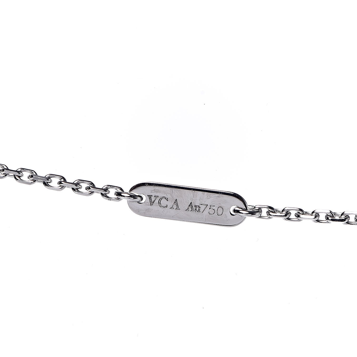 Van Cleef & Arpels 18K White Gold Mother of Pearl Vintage Alhambra Pendant Necklace 5 of 6