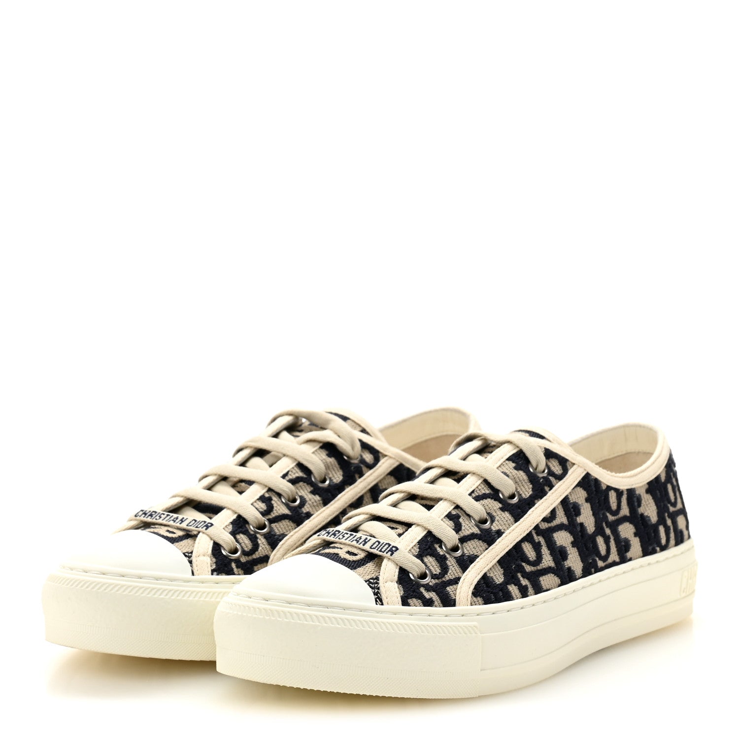 クリスチャンディオール Christian Dior Canvas Oblique Walk'N'Dior Low Top Sneakers 38 Deep