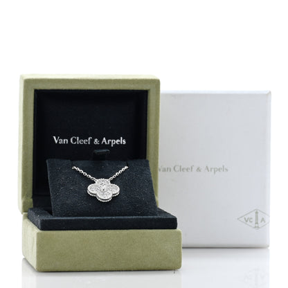 Van Cleef & Arpels 18K White Gold Diamond Vintage Alhambra Pendant Necklace 5 of 5