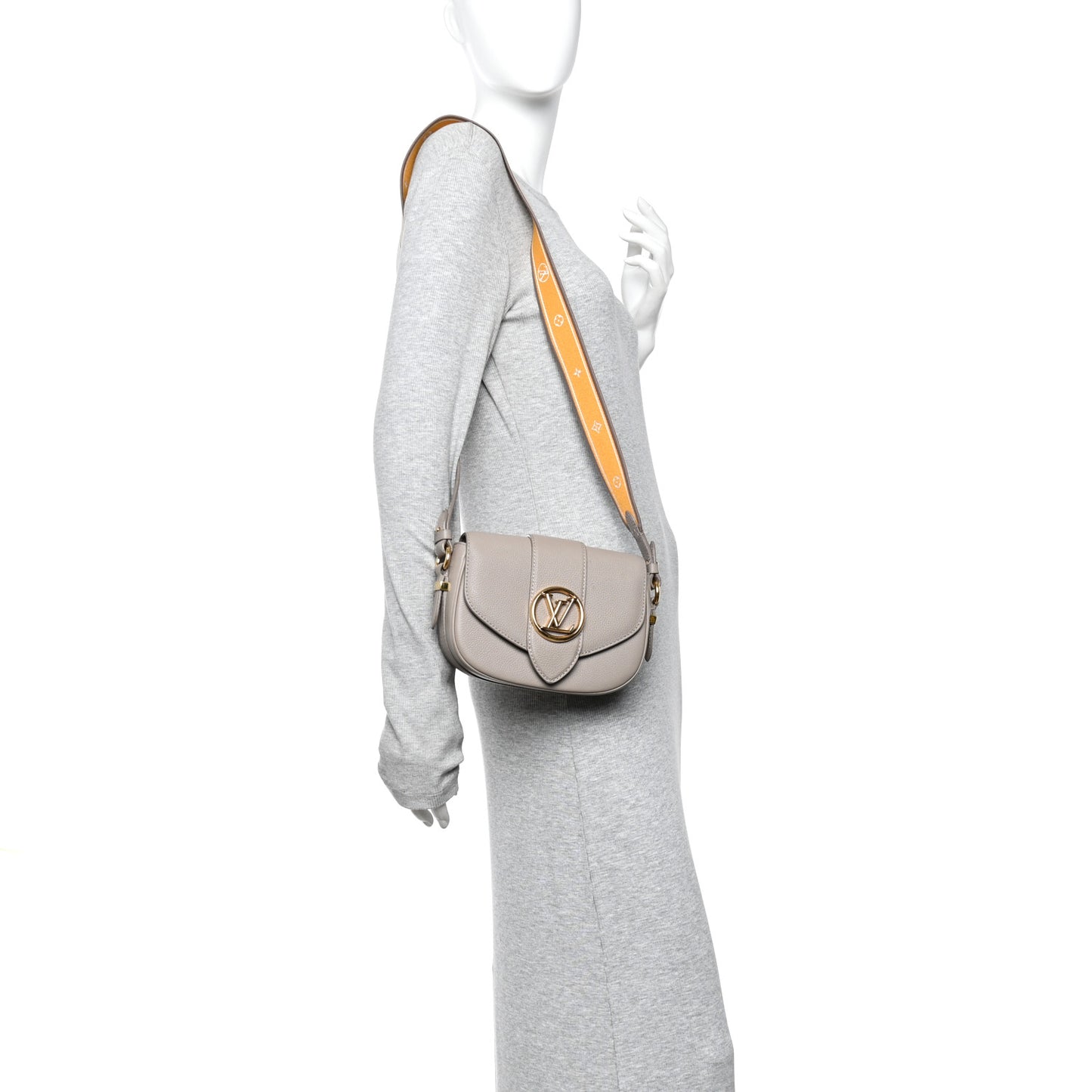 Grained Calfskin LV Pont 9 Soft PM Gris