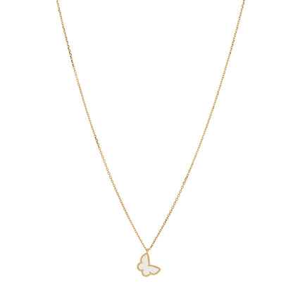 Van Cleef & Arpels 18K Yellow Gold Mother of Pearl Sweet Alhambra Butterfly Pendant Necklace 1 of 3