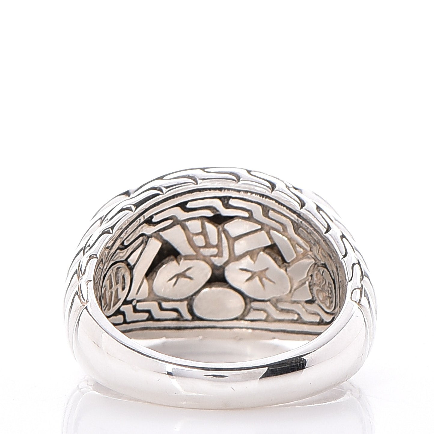 Sterling Silver 14mm Smoky Quartz Batu Bedeg Ring 55 7.25