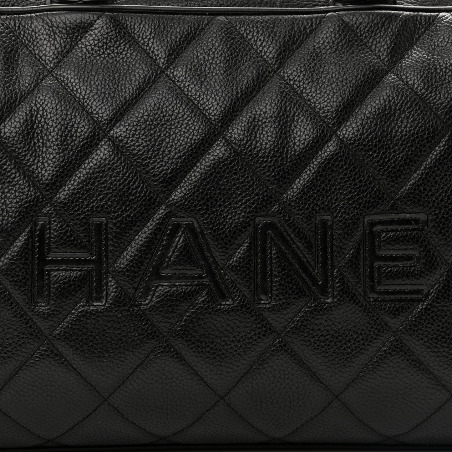 Caviar Patent Quilted Large Bowler Black